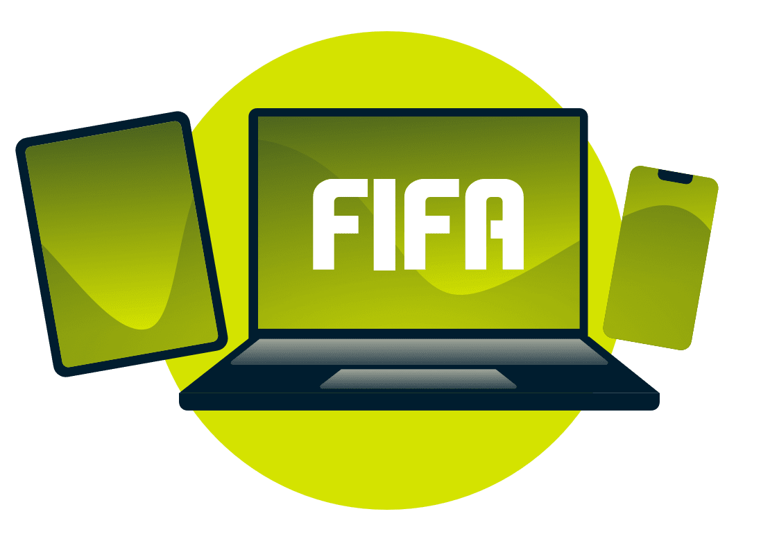 Eine Auswahl von Ger&auml;ten mit dem FIFA-Logo. 